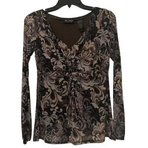 Axcess Y2K Floral Mesh Sheer Sleeves Babydoll Top Whimsigoth  Small
